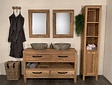 Badmeubel set 140cm Naturel incl kast, spiegels & waskommen