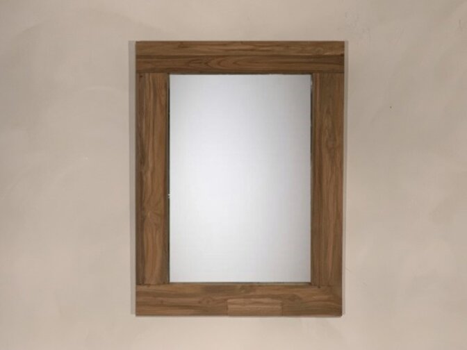 Houten badkamermeubel set 80cm Naturel incl  kast, spiegel & wasbak