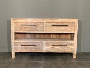 Badkamermeubel hout 140x45x85cm - White wash