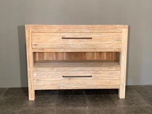 Teak Badkamermeubel 110x45x85cm - White wash