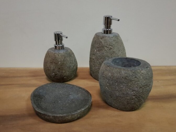 Badkamermeubel set 80cm Naturel incl  kast, spiegel & waskom