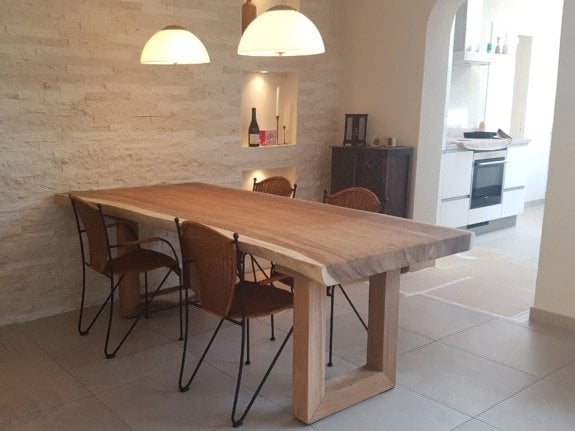 toevoegen aan schaal klap Stoere boomstam tafel 200cm - Puurteak Meubelen