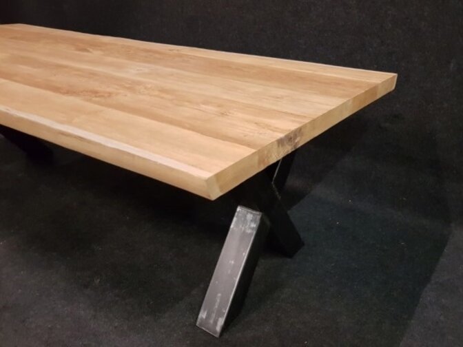 Teak boomstamtafel blad voor binnen 100x280cm