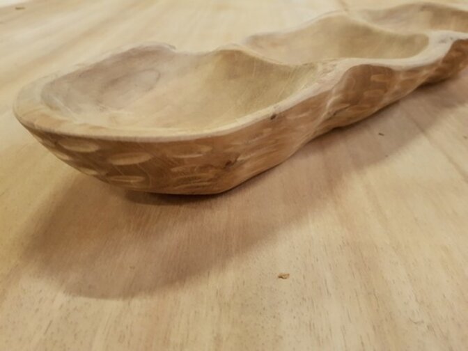 Houten pindadop schaal