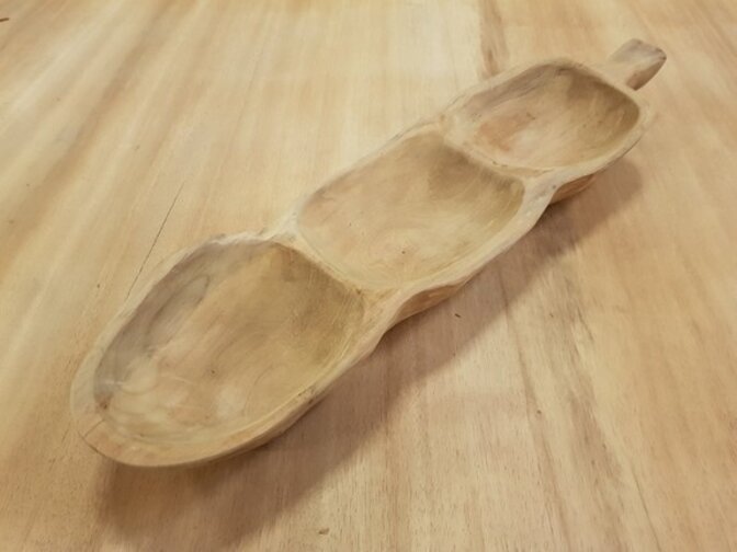 Houten pindadop schaal