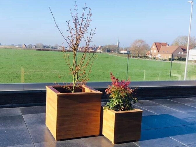 Teak bloembak 60x60x60cm