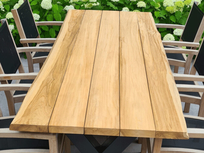 Teak boomstamtafelblad 90x200cm voor buiten