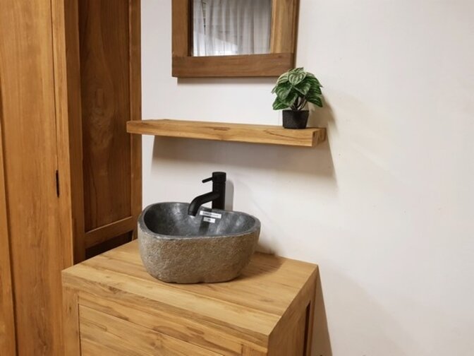 Teak wandplank  160x15x3,5cm - Naturel