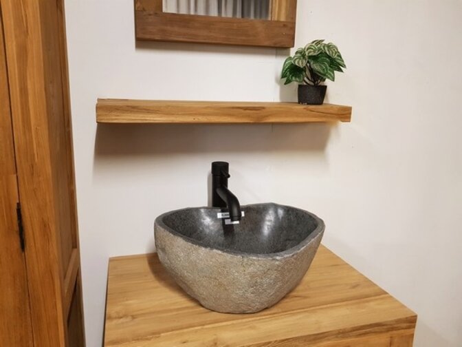 Teak wandplank  210x15x3,5cm - Naturel