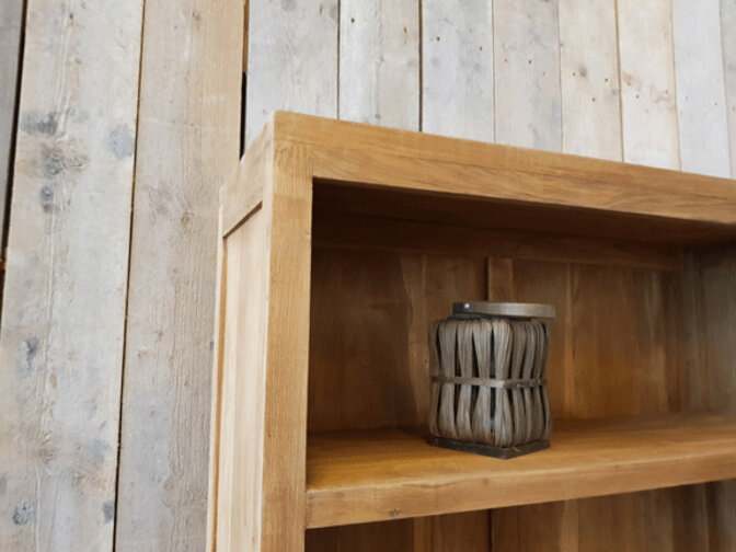 Teak boekenkast 85x40x215cm - Naturel
