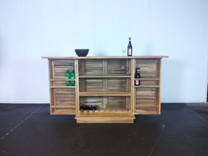 Teak bar recht inklapbaar