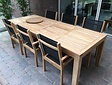 Teak tuintafel 100x250 met 6 batyline tuinstoelen