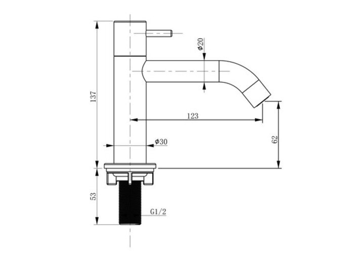 Differnz koudwaterkraan gebogen - mat zwart