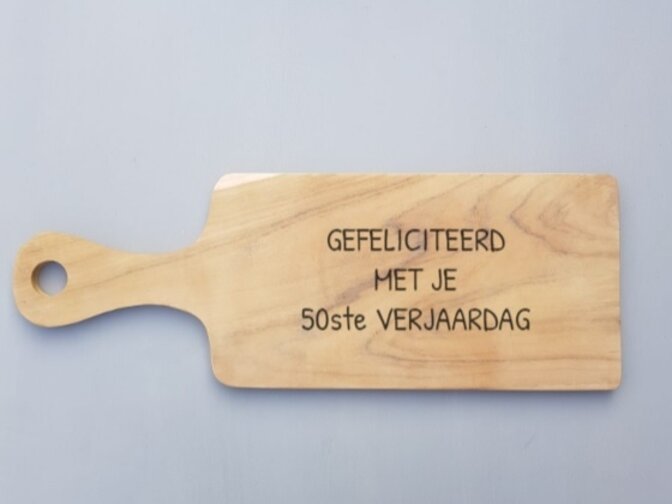 Teak snijplank 50 jaar- 18x50cm (tip)