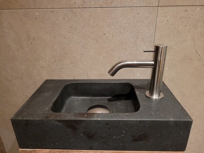 Toilet fontein compleet - White Wash teak