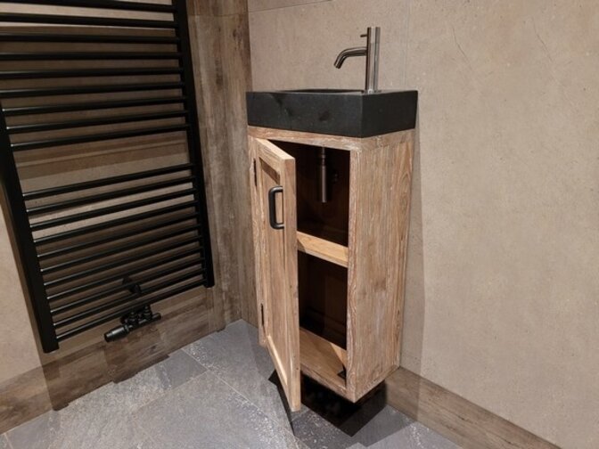 Toilet fontein compleet - White Wash teak