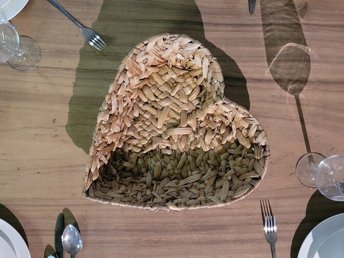 Gevlochten schaal hart vorm 35x35cm