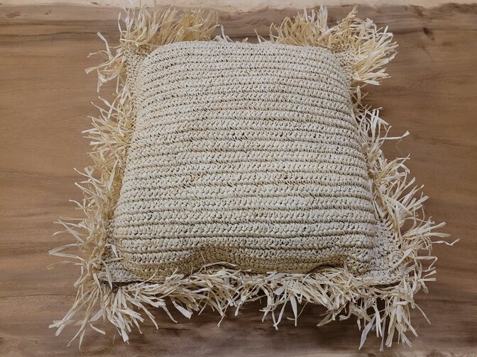 Kussen van gevlochten riet 50x50cm - Ibiza stijl