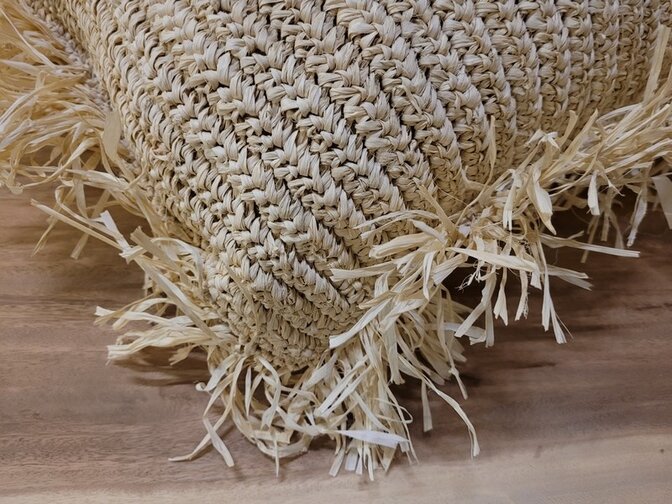 Kussen van gevlochten riet 50x50cm - Ibiza stijl