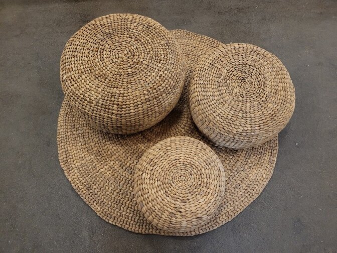 Gevlochten ronde poef - 50x23cm