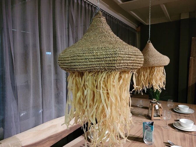 Gevlochten lampenkap riet 45x35cm