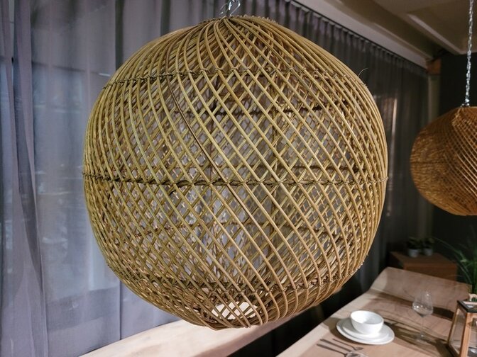 Rieten lampenkap ronde bol 40x40cm