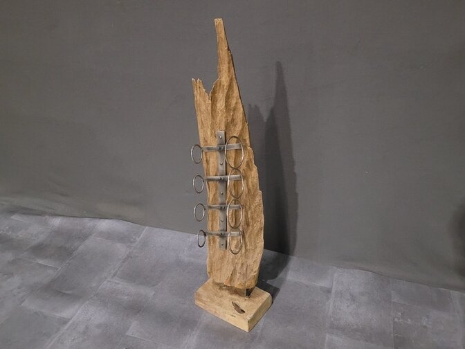 Rustiek wijnrek voor 4 flessen