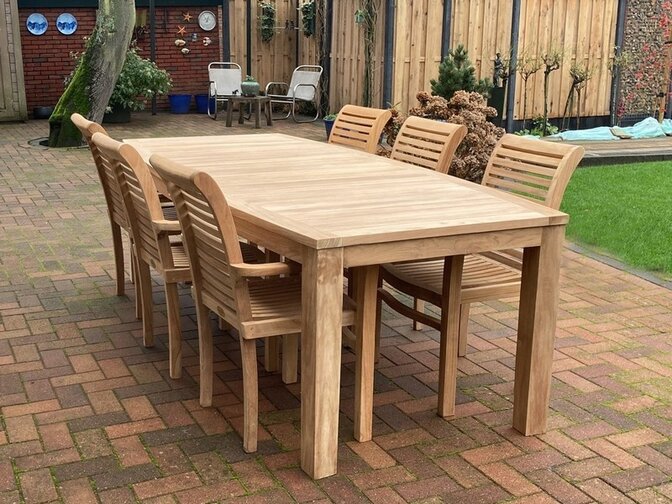 Tuinset Ancona 240 + 6 stapelstoel Lucca