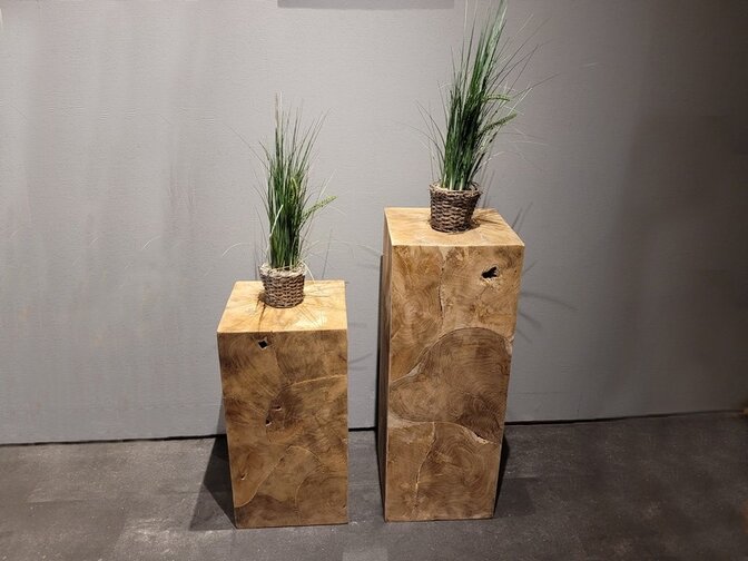 Teak houten kubus - kolom 30x30x60cm  - RI2311-02