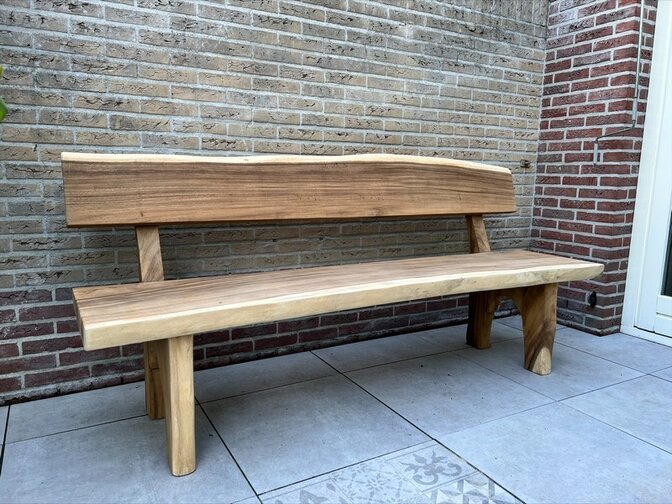 Boomstambank met rugleuning 200cm