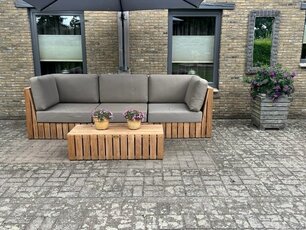 Loungeset teakhout Capri 3-modules met tafel