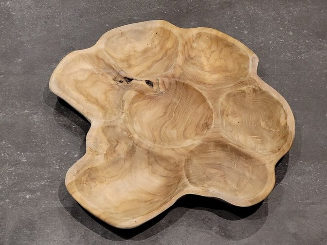 Houten schaal met  vakken  40/50cm