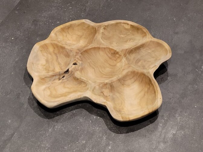 Houten schaal met  vakken  40/50cm