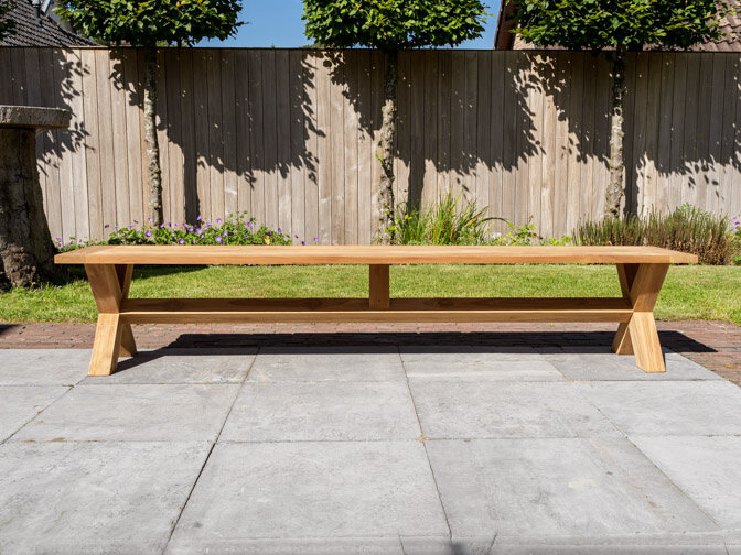 Teak picknick bank 45x240cm