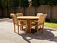 Teak tuinset Toscane 135 met 4 stapelbare stoelen