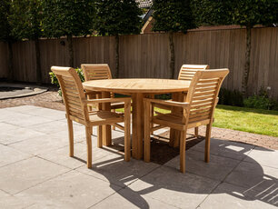 Teak tuinset Toscane 135 met 4 stapelbare stoelen