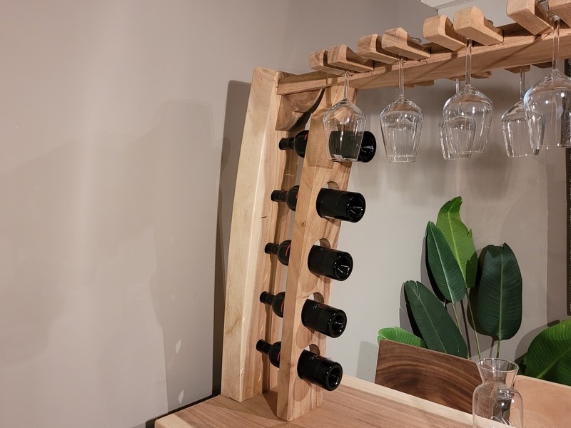 Set van één bartafel en twee krukken, blauw en wit, 3 stuks fluwelen bekleding, houten blad｜Homary