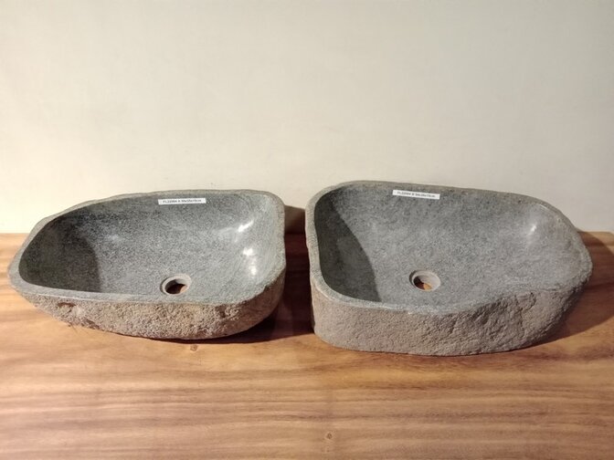 2 waskommen uit 1 steen - 50x35x15cm - FL22084