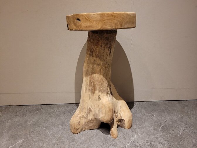 Teak barkruk rustiek - 75cm