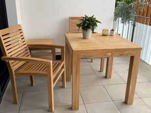 Teak houten tuintafel vierkant Venice 80cm