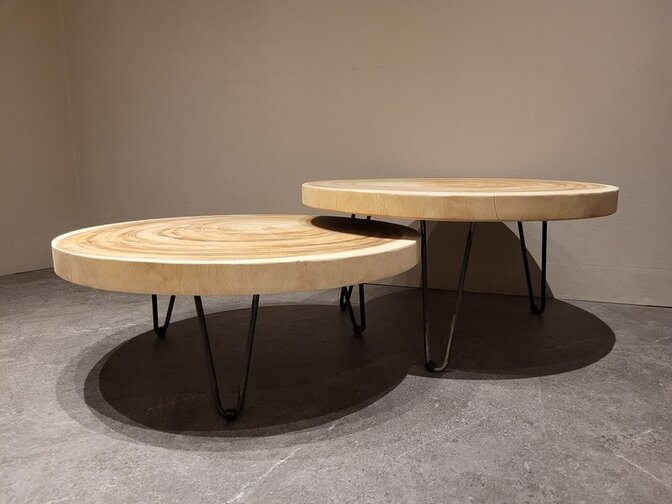 Ronde salontafel op pinpoot 80x41cm