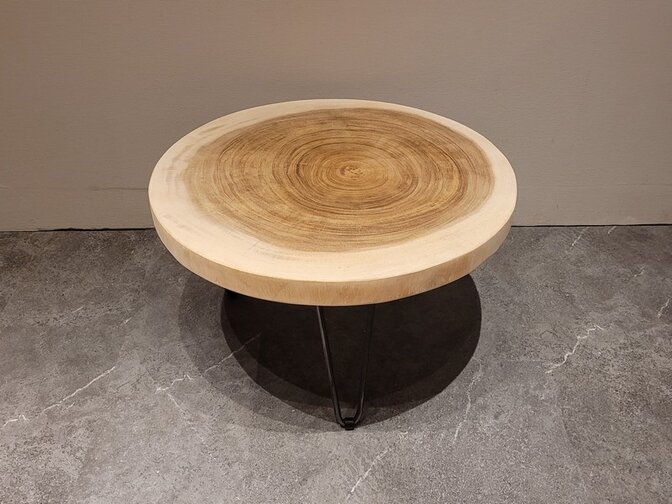 Boomstam salontafel op pinpoot 70x41cm