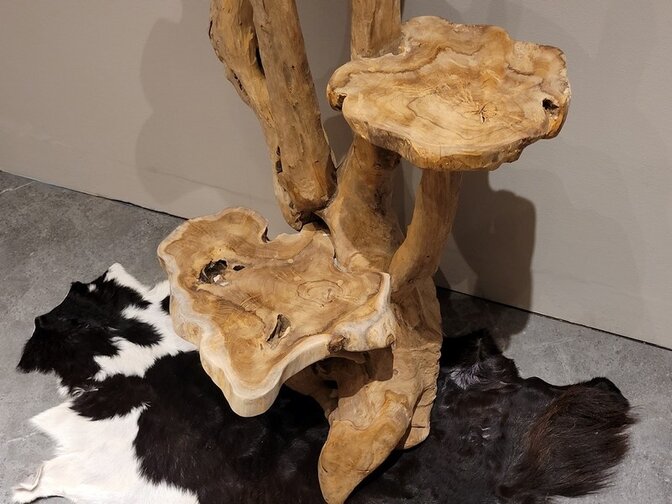 Etagere rustiek teak wortelhout - 130cm