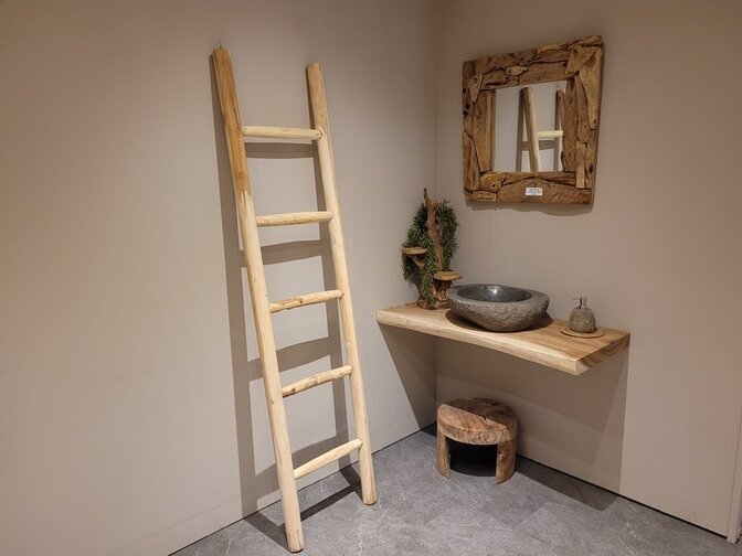 Teakhouten decoratie ladder - 180/200cm