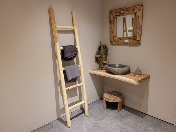 Teakhouten decoratie ladder - 180/200cm