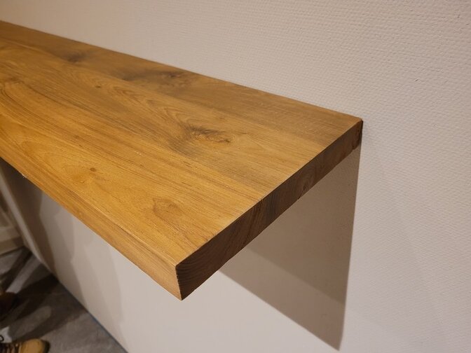 Teak wandplank  160x25x3,5cm - Naturel