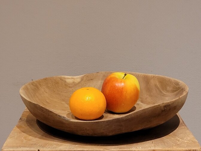Dunne teakhouten fruitschaal 30cm