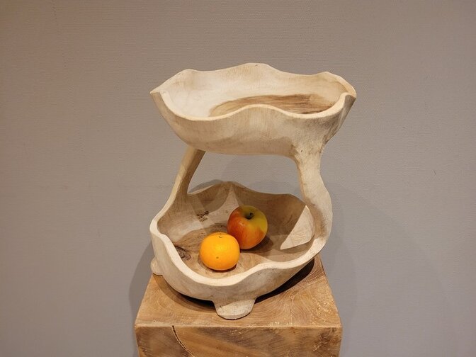 Fruitschaal 2-laags ± 27x27x30cm