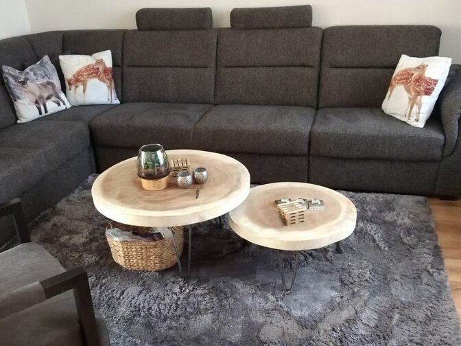 Salontafelpoot dubbele pin 36cm - rustiek - per stuk