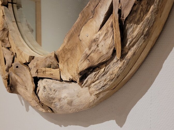 Spiegel, rustiek rond 70cm